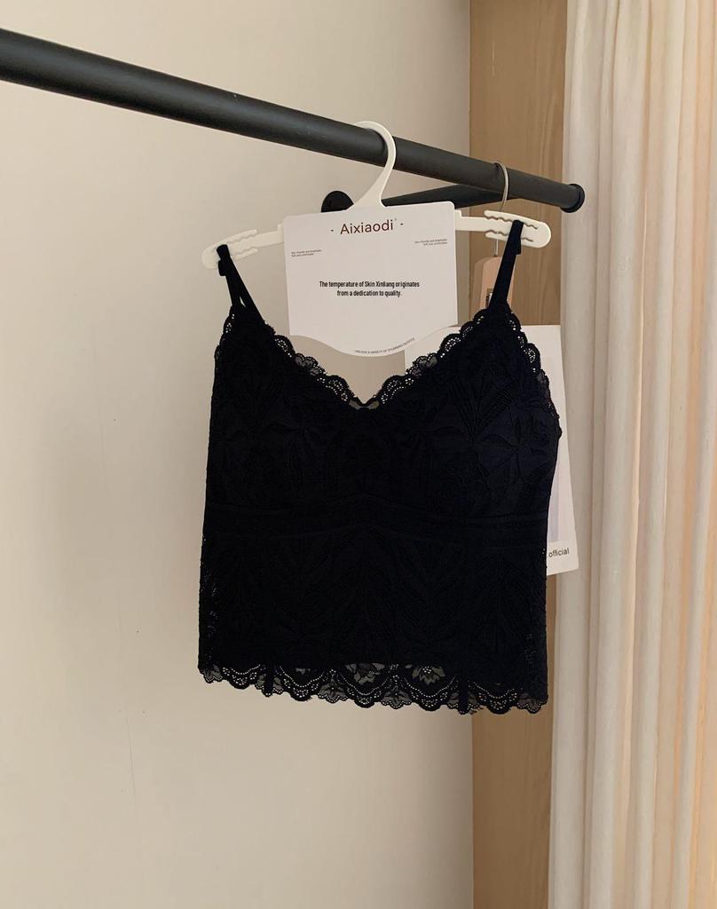 Весна/Лето 2026 Кружевной топ-камзол с подушечками для бюстгальтера - Удобный, Универсальный, Безопасный для кожи, Жилет с фиксированными бретелями для женщин