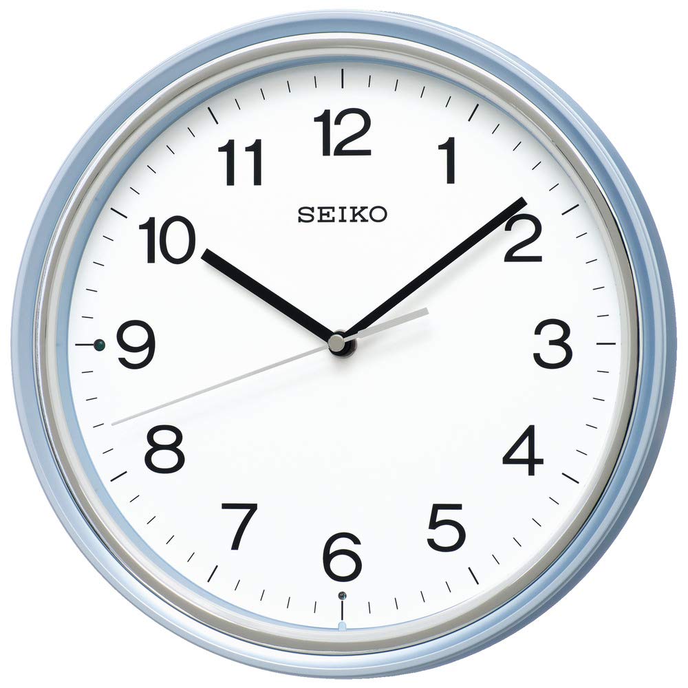 Seiko Часы KX252L Аналоговые Настенные Светло-голубые Диаметр Радиоуправляемые Часы, Жемчуг, 27.5x4.7см