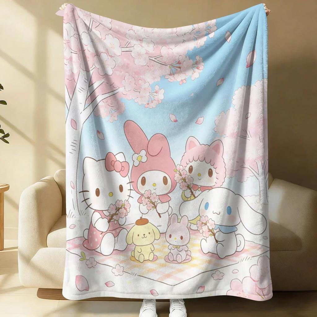 Sanrio Cute Warrior Flannel Blanket Soft Warm Fluffy Throw Home Decor Luxury Bedding Sofa Bed Cover Lightweight Summer Blanket
