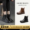 2025 New Autumn and Winter Leather Martin Boots Women's Retro Velvet Casual Short Boots Thick-soled Single British Versatile Women's Boots