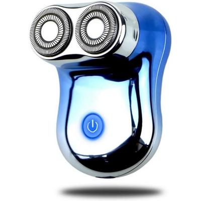 Men's Electric Shaver 2 Head Travel Electric Facial Groomer USB Rechargeable Rapid Beard Trimmer, Blue
