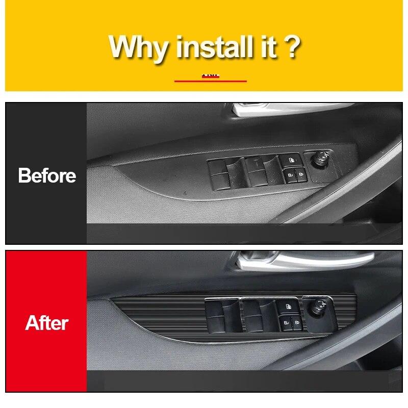 Для Toyota Corolla E210-2022 12-я панель переключателей из нержавеющей стали, регулируемая крышка, накладка, наклейки, полоски, гарнир, Стайлинг автомобиля