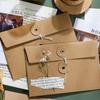 20pcs Retro Kraft Paper Envelope A5 Size Wallet Type White Strap Material File Storage Bag