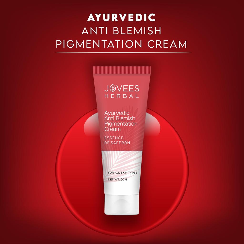Jovees Herbal Anti Blemish Pigmentation Cream With Saffron Essence For Dark Spots Blemish Reduction Brightening And Even Skin Tone 60gm