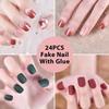 kads 24 шт. переносные накладные ногти с полным покрытием, накладные ногти с клеем, съемный французский дизайн ногтей