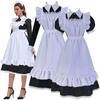Женский карнавальный костюм горничной для взрослых, клубная одежда, женское длинное нарядное платье Лолиты на пуговицах спереди с фартуком и головным убором
