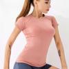 Модные однотонные беговые повседневные футболки для йоги женские с коротким рукавом спортивные узкие футболки для йоги летние сексуальные тонкие фитнес-йога женская одежда 24411