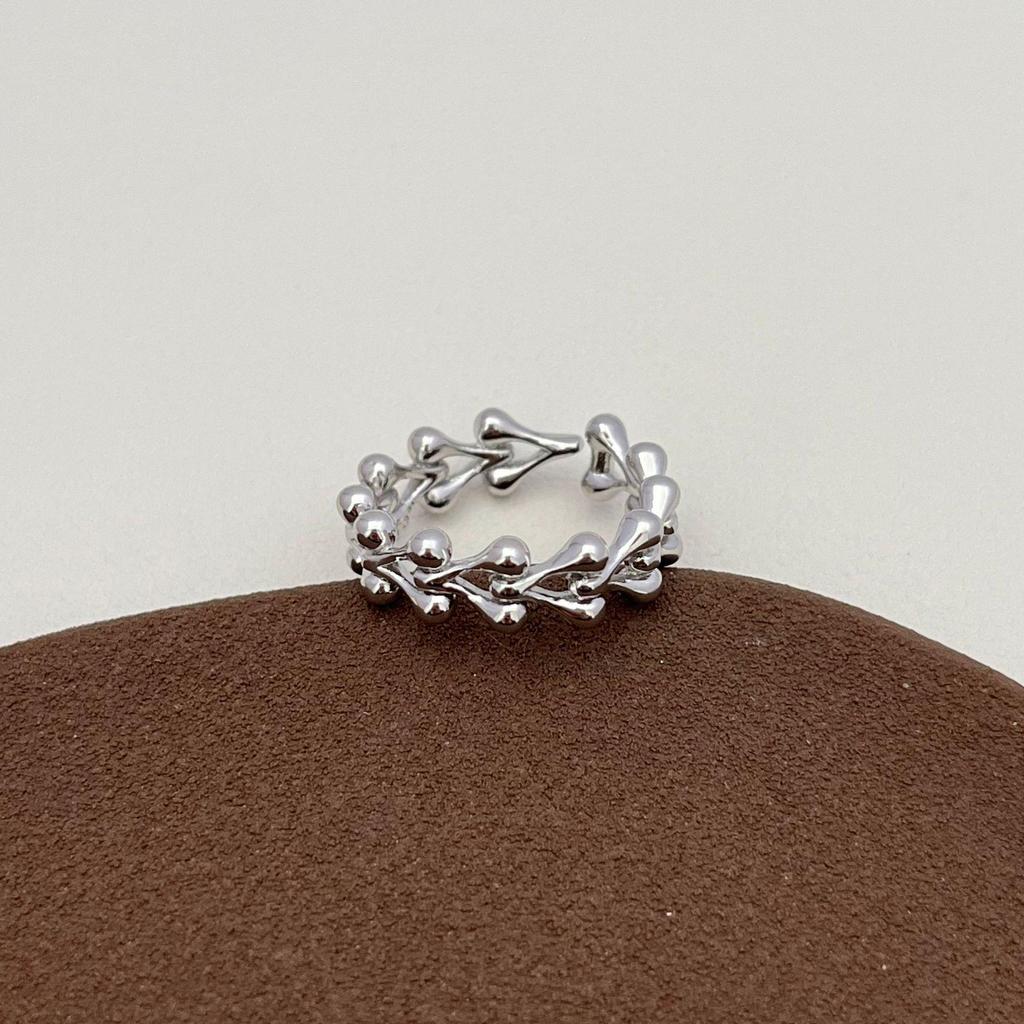 Avant-garde Dragon Bone 3D Woven Round Bead Index Finger Ring for Women