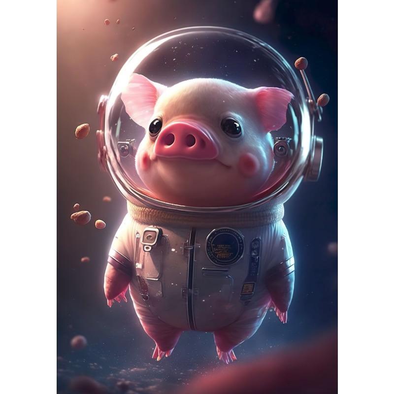 Lovely Pink Pig Canvas Poster Cute Baby Animal Wall Art Picture for Living Room Bedroom Playroom Club Bar Modern Home Decor Gift