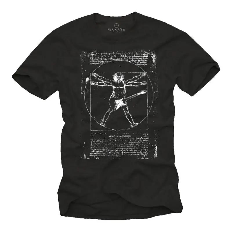 ROCK MAN Da Vinci Vintage Rocker Engaging Artistic American Retro Short Sleeve T-Shirt Men Women Summer Cotton T Shirts Clothing