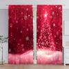 2pcs Dazzling Red Christmas Tree Printed Curtain for Christmas Home Decor - Rod Pocket Window Treatment for Bedroom, Office