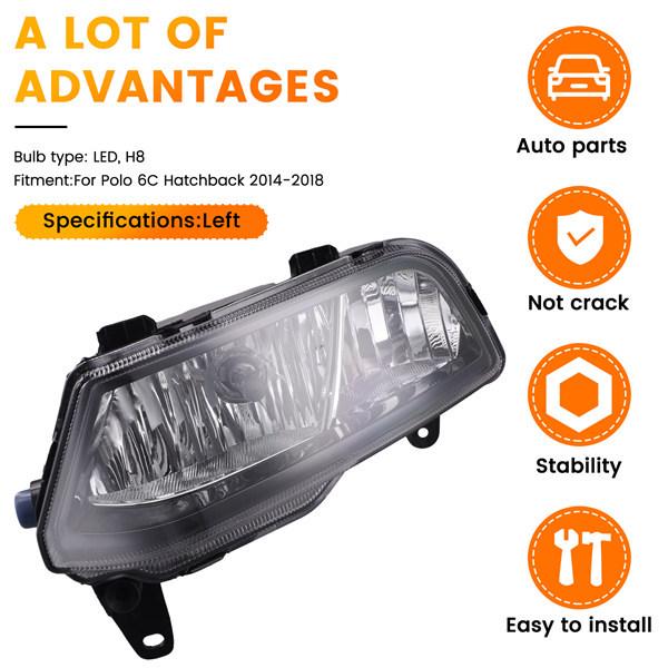 6C0941661D Противотуманная фара для VW Polo 6C Хэтчбек 2014-2018 Передний левый бампер