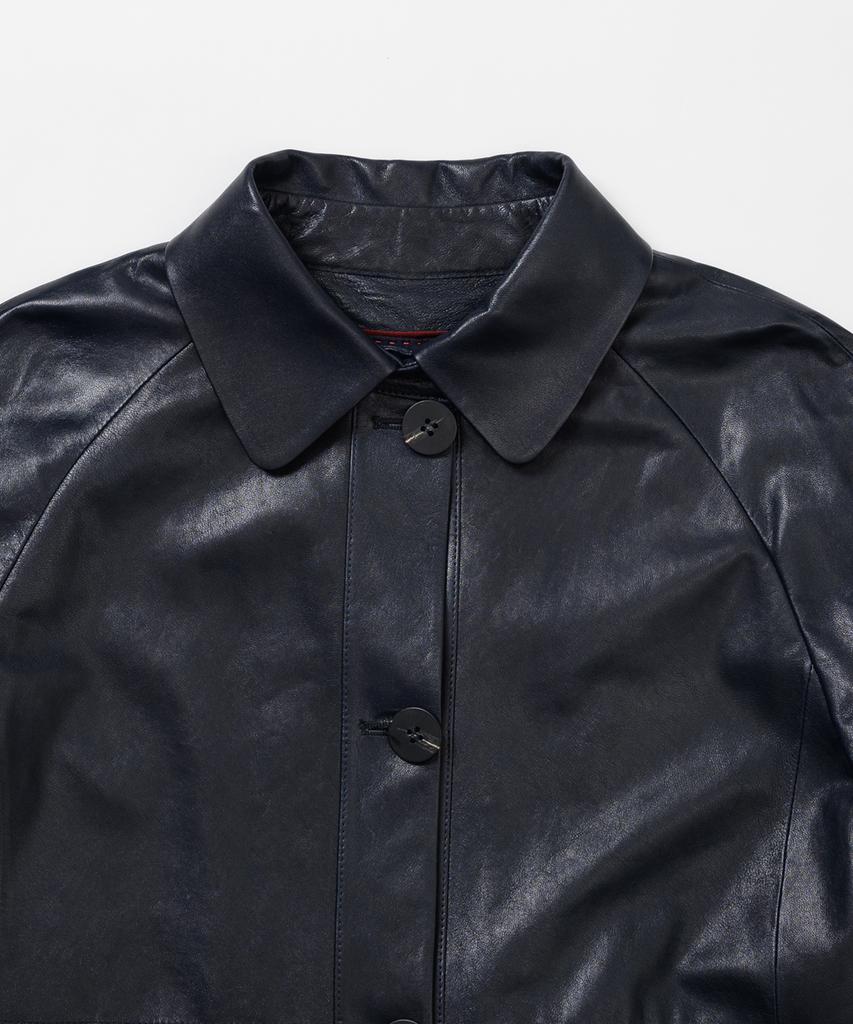 Leftseoul Vegetable Lambskin Balmacaan Coat [Navy]
