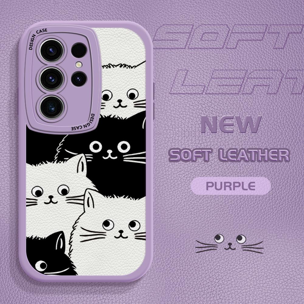 Чехол для телефона из искусственной кожи с рисунком черно-белых кошек для Infinix Vivo OPPO Reno Realme Huawei Nova, тонкий чехол для смартфона с ощущением кожи