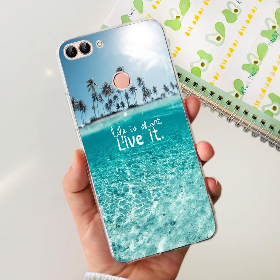 For Huawei P Smart Case FIG-LX1 FIG-LX2 FIG-LX3 Back Cover Fashion Flower Marble Clear Silicone Soft Funda For PSmart 2018 Coque