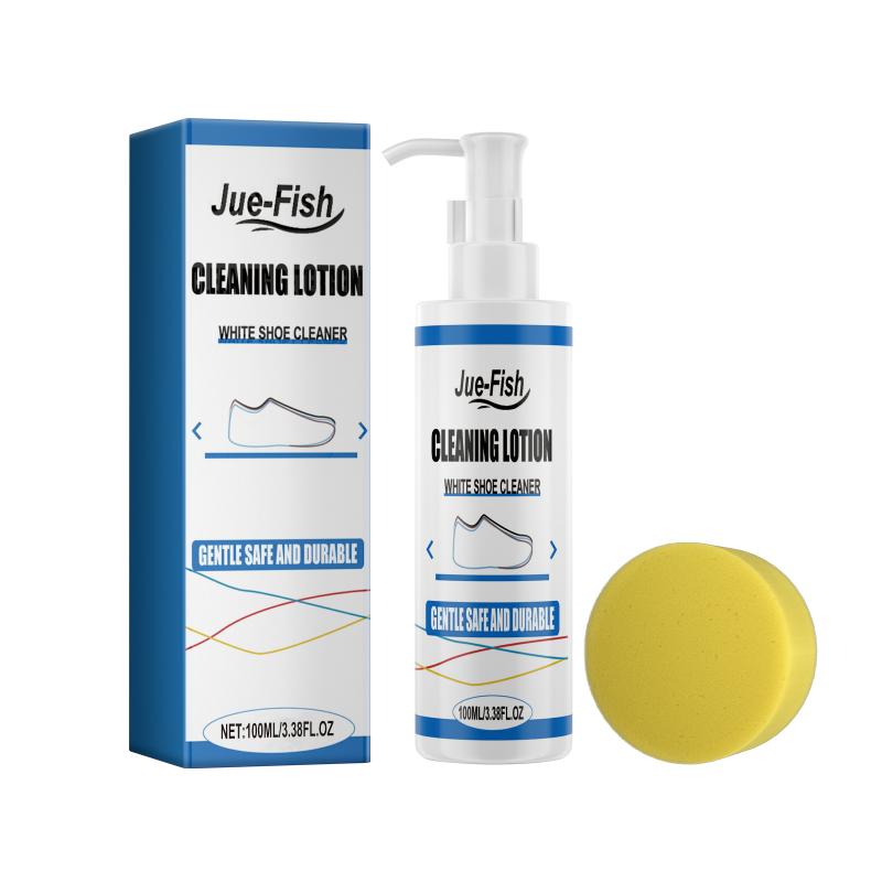 Jue-Fish Очиститель для белой обуви, Очистка обуви, Обеззараживание и отбеливание, Без использования воды, Белая пена для блеска обуви