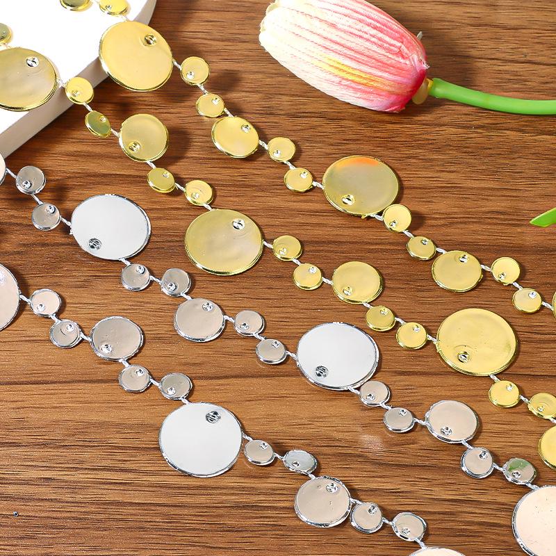 Gold & Silver Electroplated Bead String for DIY Christmas Tree Decorations