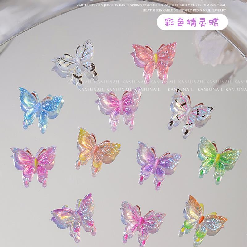 100Pcs Sylph Butterfly Nail Art Accessories - 3D Night-Light Butterfly DIY Nail Decoration