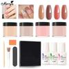 Набор из 11 пудр для окунания, 4 цвета, основа для пудры, верхнее покрытие, активатор, пилочка для ногтей, кисточка для ногтей, пудра для французского маникюра, набор инструментов для самостоятельного дизайна ногтей