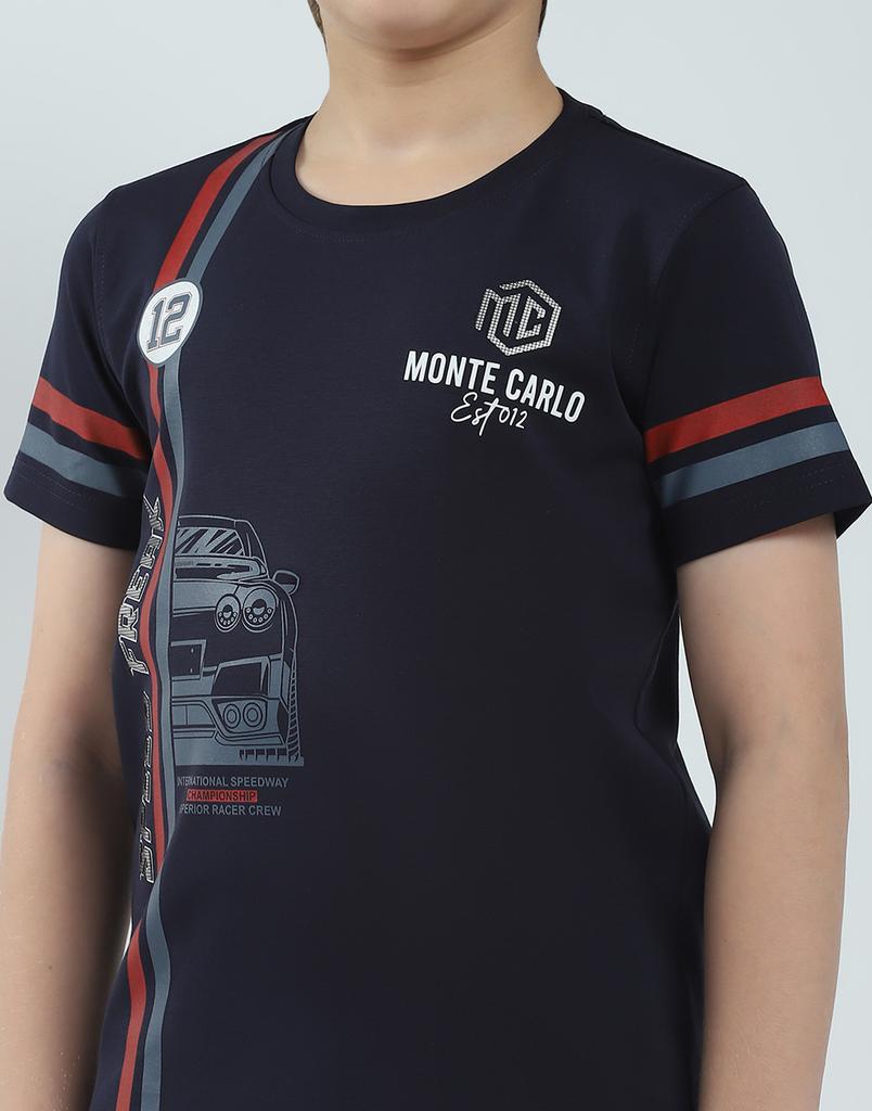 MONTE CARLO Boy's Regular Fit Printed Half Sleeve T-Shirt