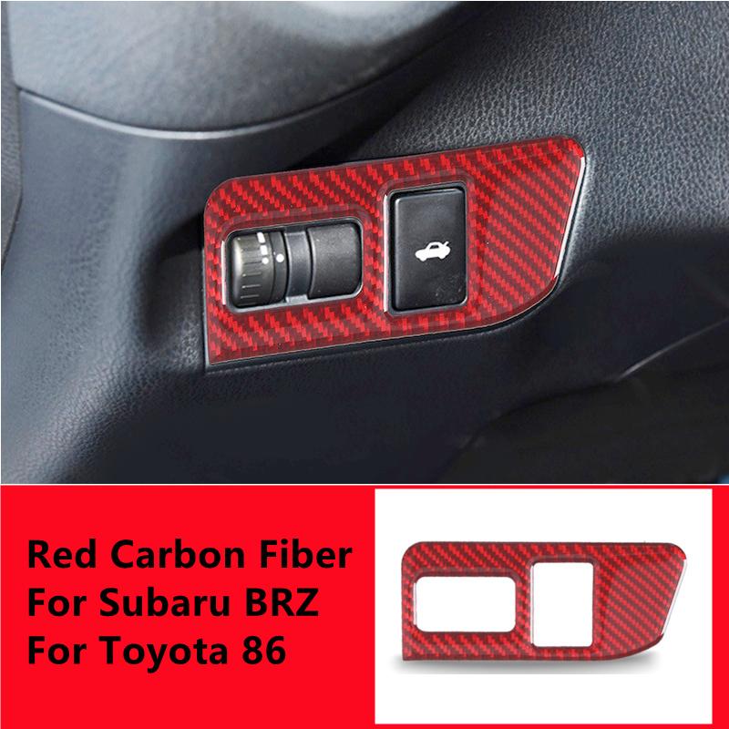 Углеродное волокно, панель переключателя багажника автомобиля, декоративная крышка, накладка, полоски, наклейки для Subaru BRZ 86, салон автомобиля