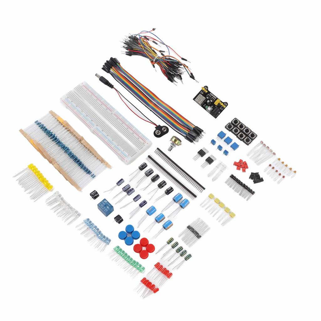 Комплект электронных компонентов Starter Fun Assortment 830 точек соединения Макетная плата Резистор Конденсатор Диод 