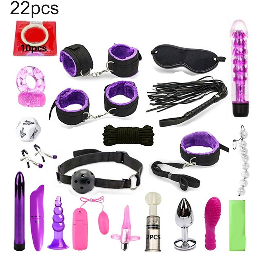 TBH Plush Handcuffs Restraints Bondage Condom Dildo Choker Couples Sex Tool Set