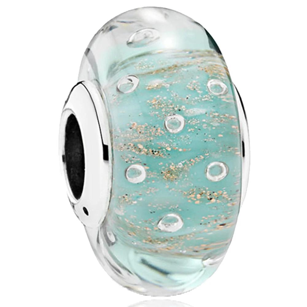 Новые оригинальные медные бусины-шармы из муранского стекла в виде цветка и листа, космическая радуга, для браслета, сделай сам, женские ювелирные изделия, подарок