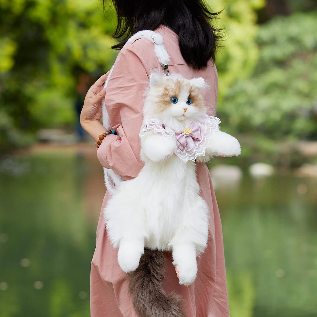 Chongker Handmade Realistic Cat Рюкзак Мягкая игрушка в виде кошки Подарок для любителей домашних животных Подарок для женщин (Рюкзак)