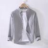 Men's Casual Long-Sleeve White Linen Shirt - Lightweight, Trendy Spring/Summer Top