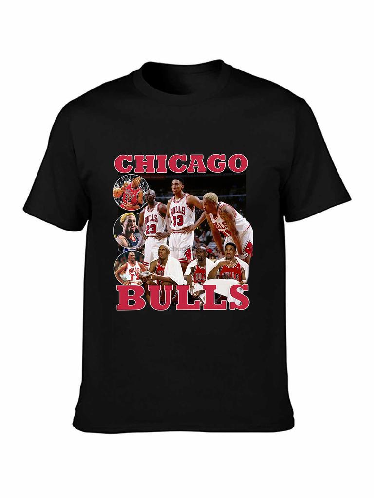 Футболка с графическим принтом игроков баскетбольной команды Chicago Bulls