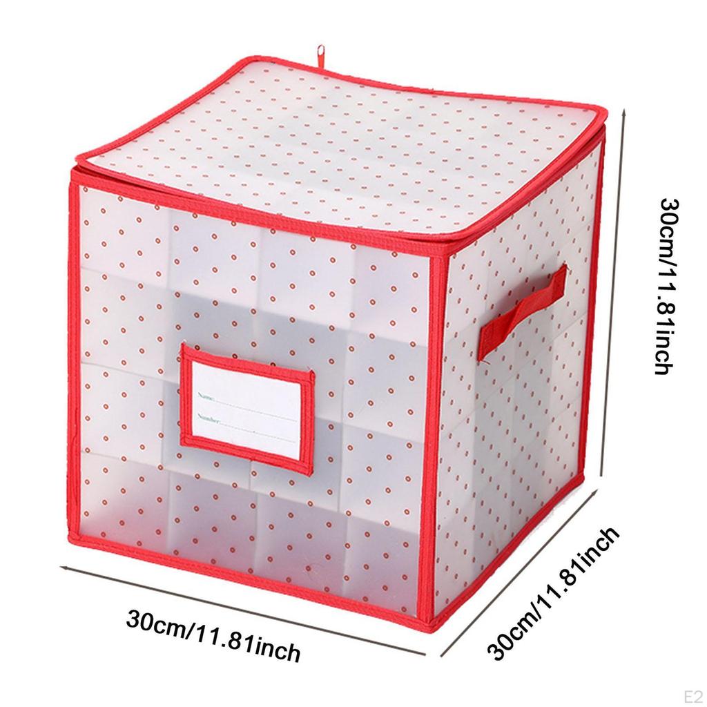 Рождественский органайзер для украшений, коробка для хранения рождественских украшений, застежка-молния, прозрачная