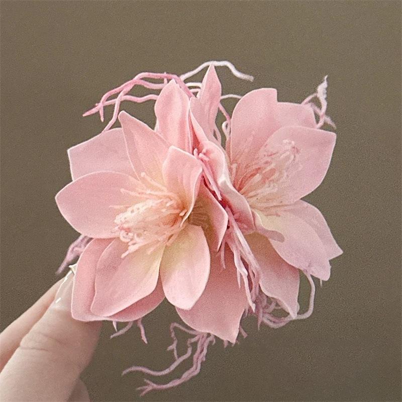 Summer Vacation Flower Duckbill Clip Dance Show White Floral Mesh Flower Hairpin Bridal Wedding Fairy Fringe Clip Girls Women