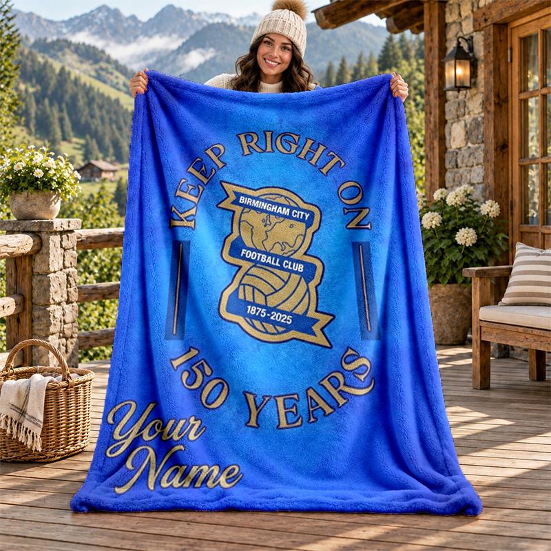 Birmingham City FC Custom Name Flannel Blanket Personalized Soft Warm Plush Throw Blanket Customized Gift for Family Friends