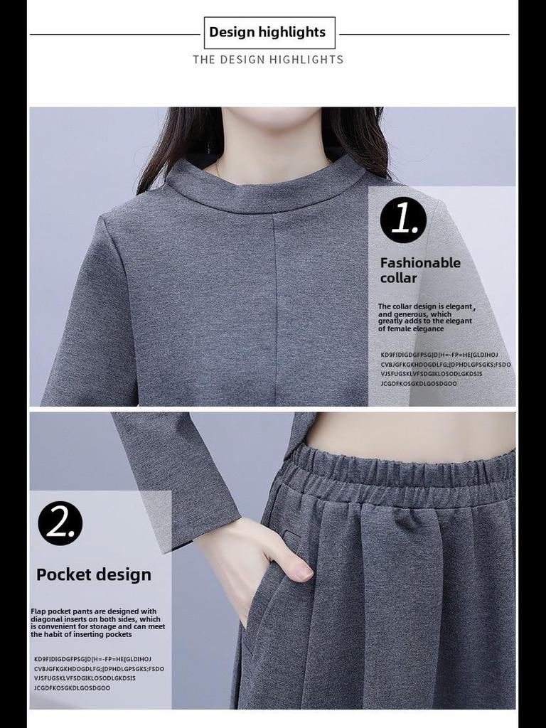 Женское платье-двойка больших размеров с длинными рукавами - коллекция осень/зима 2020, стильная повседневная мода для полных людей с небольшим весом.