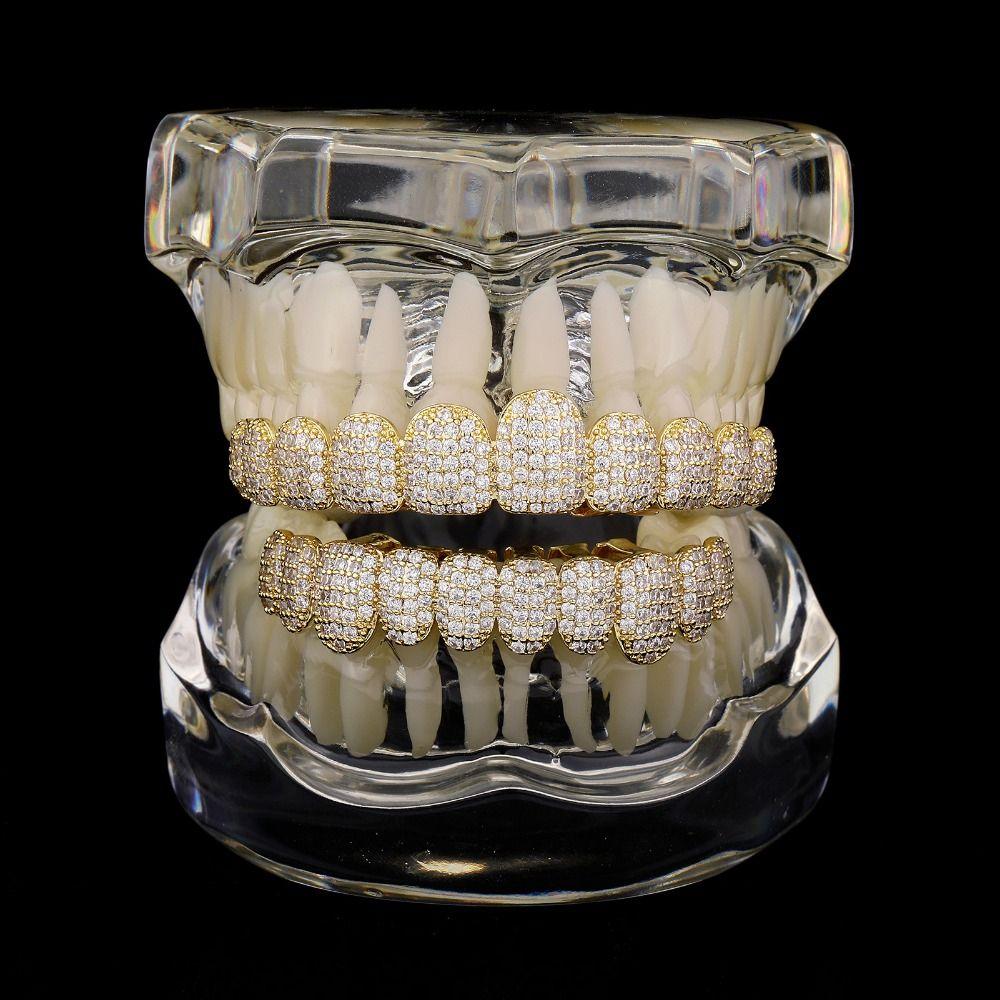 Top & Bottom Set Teeth Grillz Set Removable Design Dental Grills Tooth Caps Dental Crown
