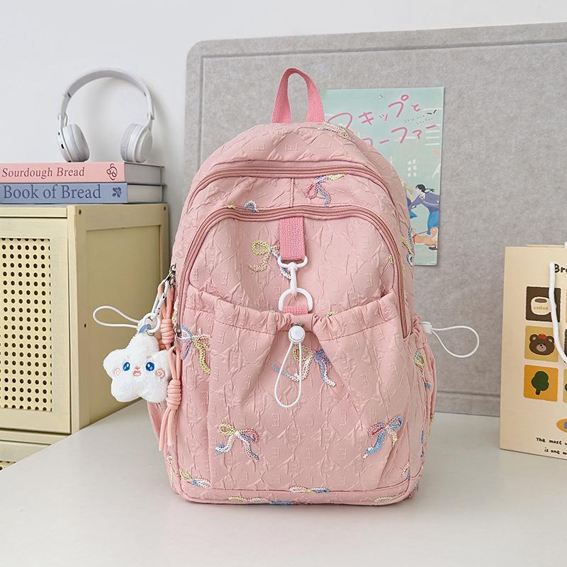 Japanese Bow Bag Female Junior High School Students Cute Joker Large Capacity Backpack Gao Yan College Backpack.