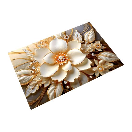 Коврик для пола 3D цветочный узор Нескользящая резиновая основа Впитывающий Быстросохнущий Ковер Ванная Кухня Прачечная