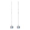 Korean Temperament Aurora Cube Sugar Crystal Sliver Color Snake Chain Long Tassel Ear Thread Dangle Earrings for Women Jewelry