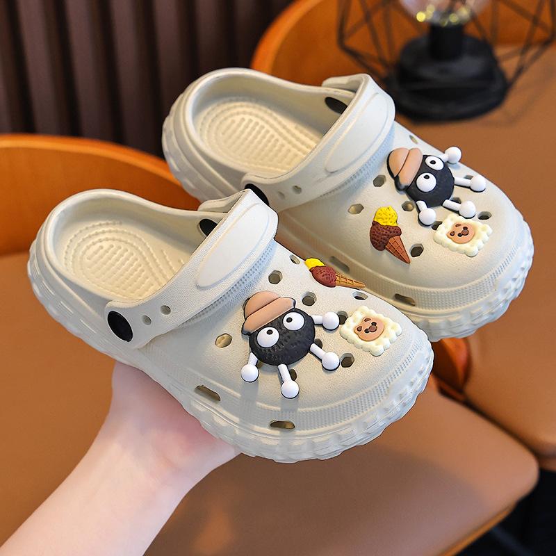 Детские шлепанцы с отверстиями Летние Милые для мальчиков и девочек Нескользящие для ванной Уличная обувь Детские сандалии с закрытым носком Родительские