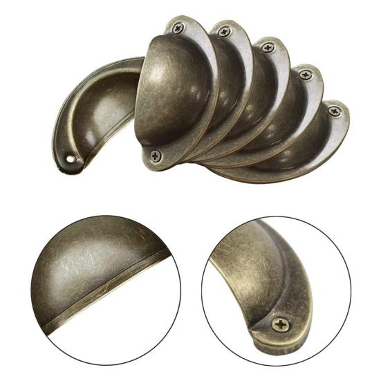 12Pcs/Set Vintage Shell Shaped Metal Cabinet Pull Handles Hardware Accessories