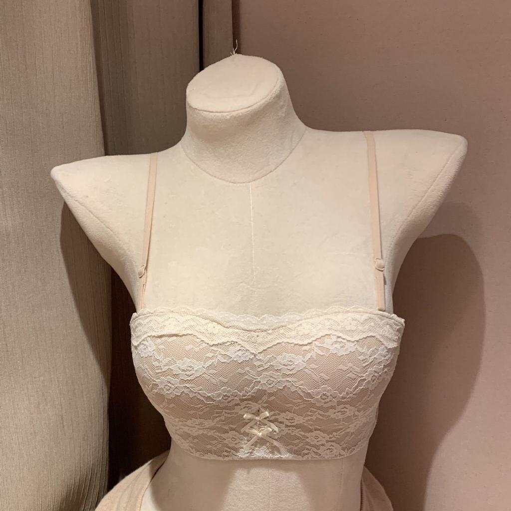 Lace tube top underwear women's small breasts gather and show large anti-light without steel ring upper support anti-sagging thin shoulder strap bra
