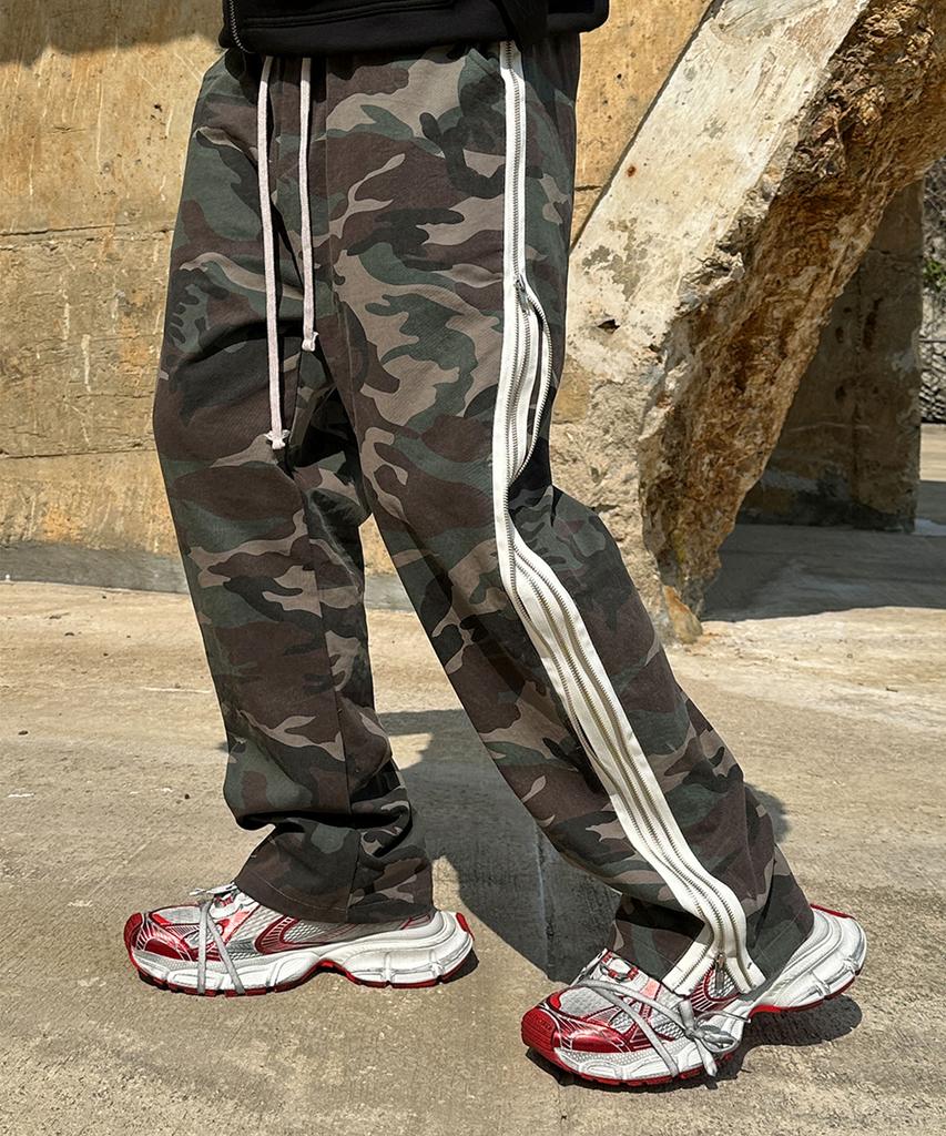 Хлопковые брюки Keullako с двусторонней молнией по бокам (Camo)