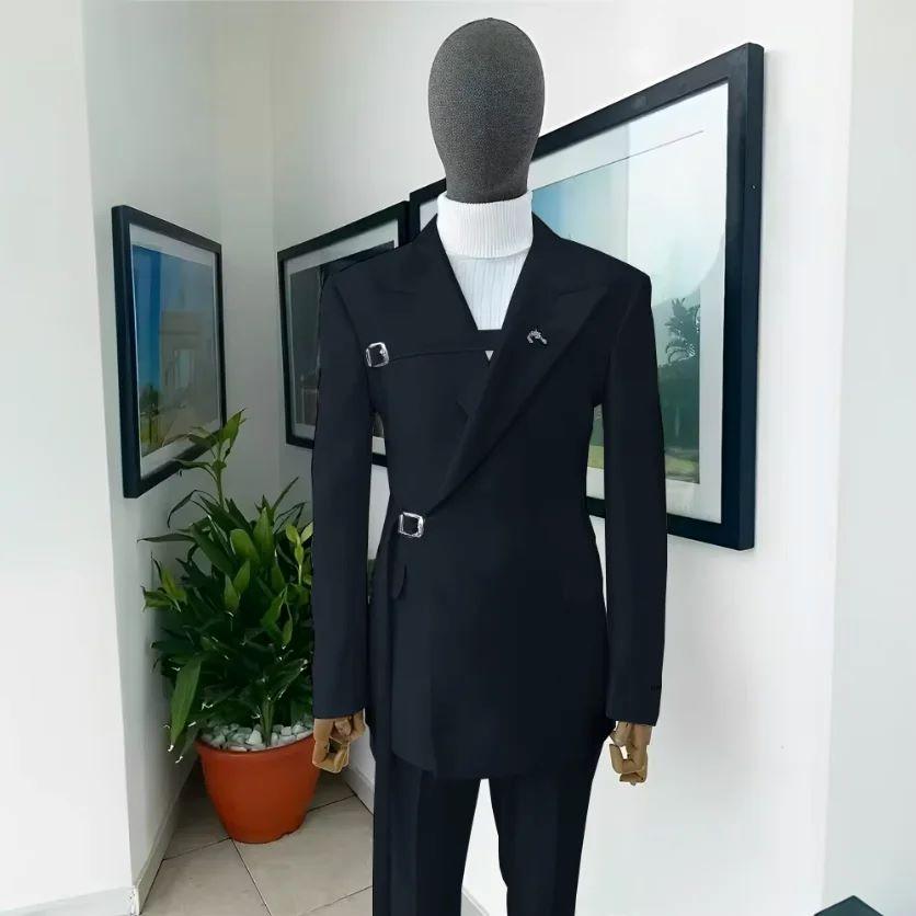 Elegant White Solid Men Suits Two Piece Formal Notch Lapel Single Breasted Slim Fit Outfits Office Business Casual Suits
