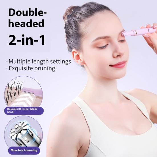 Электрический триммер для бровей 2-в-1 и триммер для носа для женщин, USB-перезаряжаемый триммер для волос на лице, портативный безболезненный инструмент для точного ухода