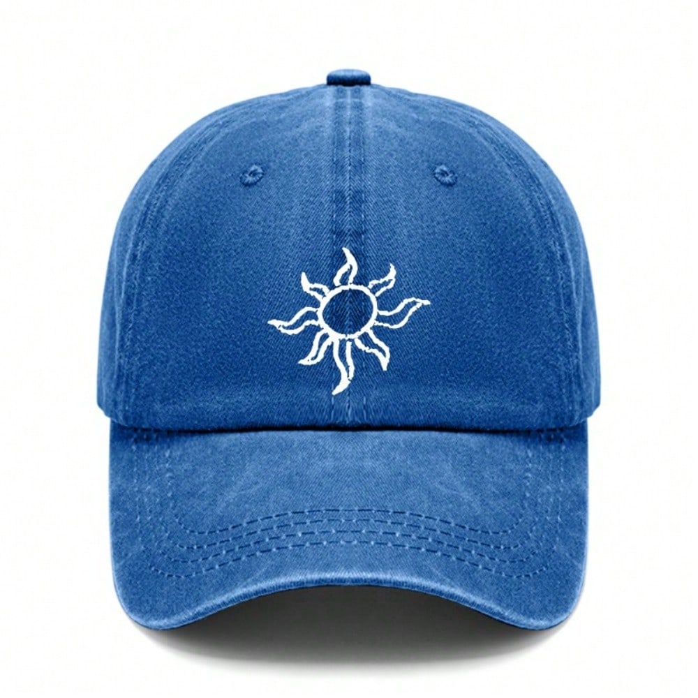 Sun Print Baseball Cap - Vintage Washed Adjustable Soft Fabric Breathable Casual Streetwear Baseball Hat For Men Women Daily Wear Outdoor Sports