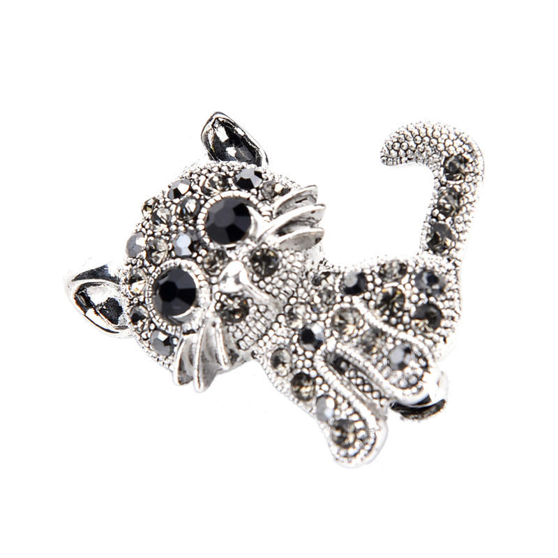 Милые маленькие броши в виде кота, старинные посеребренные зажимы для пальто и рубашки