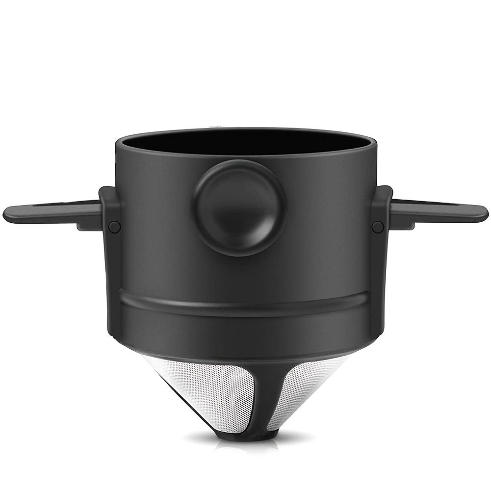 [Stainless Steel |   Portable] Stainless Steel |   Portable Pour Over Coffee Filter |   Reusable Drip Coffee Tea Holder Infuser Dripper Black