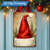 D FLAT pc Metal Sign Christmas Birds Santa Hat D Flat Print Metal Art