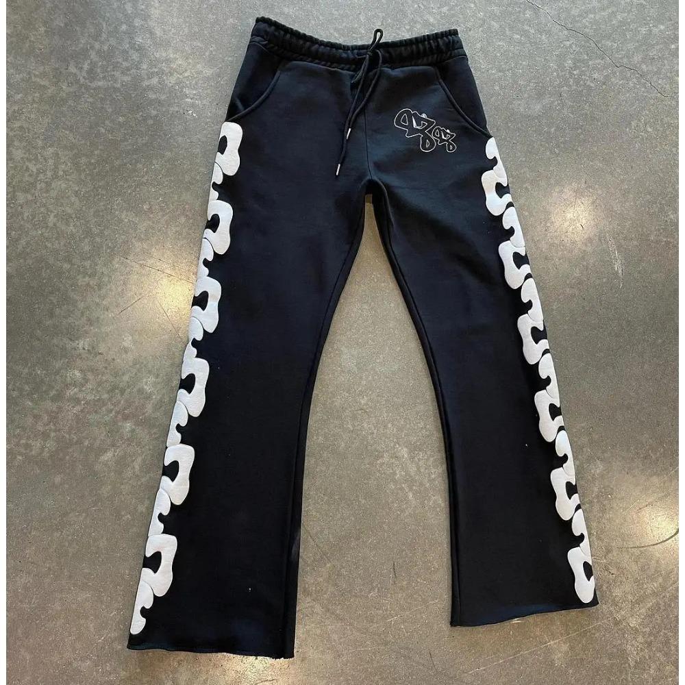 RogueWave Американский Харадзюку Принт Буквами Прямые Брюки Хип-хоп Буквы Зимние Утепленные Свободные Y2k Повседневные Брюки Спортивные Штаны Женщины Мужчины